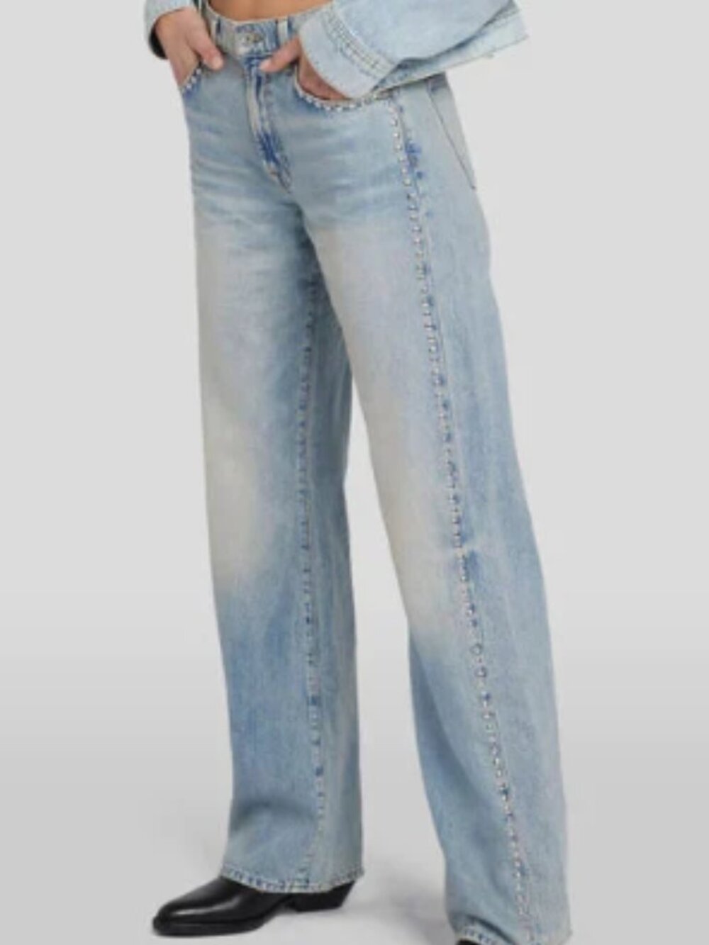 7 For All Mankind Studded Tess Trouser Jeans - Size 27